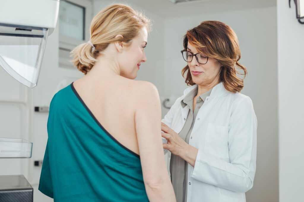 woman getting a mammogram